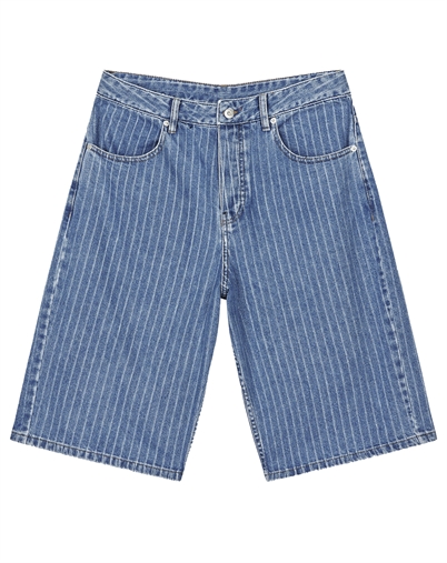 Mads Nørgaard - Striped Denim Hannes Shorts - Light Blue Wash